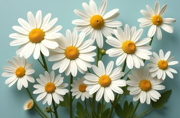 Fototapeta premium Chamomile daisy flowers. Floral composition