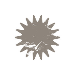 Sunburst icon vector grunge badge tag. Starburst gray shabby promo banner design element Empty sale label