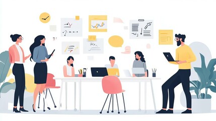 Engaging Team Collaboration in a Modern Office Workspace