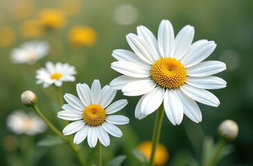 Fototapeta premium Chamomile daisy flowers. Floral composition