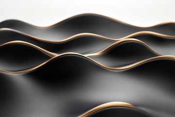 Obraz premium Elegant waves of black gold abstract design