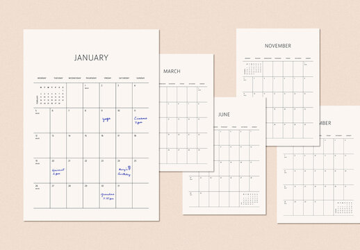 Minimal Calendar Layout