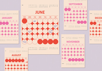 Red and Pink Calendar Layout