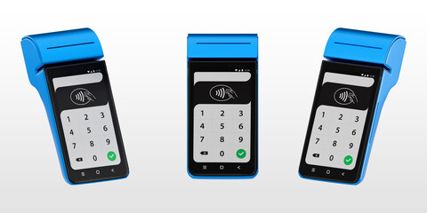 3D Colorful Contactless Payment POS Terminals &ndash; Digital Finance and Secure Wireless Transaction Concept