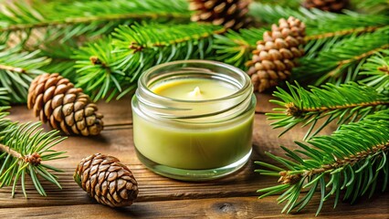 Close-Up of homemade organic natural spruce pine tree resin ointment