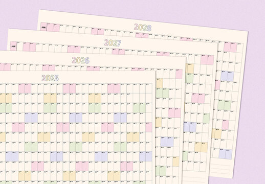 Pastel Colored Year Planner Layout
