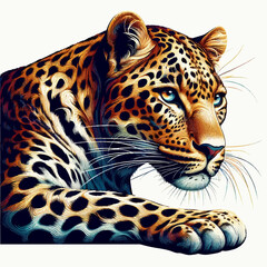 Obraz premium Leopard Portrait on white Background Illustration social media avatar still life
