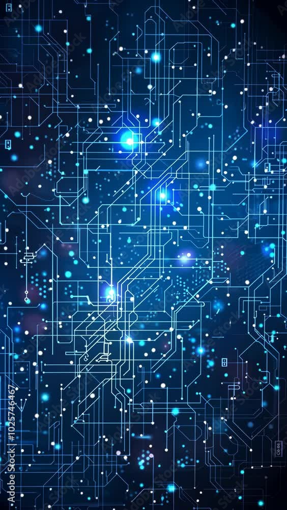 Poster explore the intricate patterns of circuitry against a stunning cosmic backdrop filled with glowing b