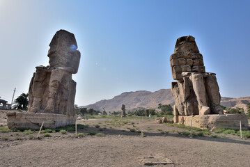 Colossi of Memnon is the most famous landmark in Luxor, Egypt