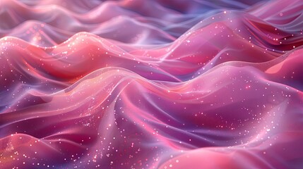 Obraz premium Glass pink waves, curved transparent layers. Abstract background 3d rendering