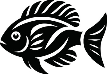  fish silhouettes - vector illustration, fishing tatto