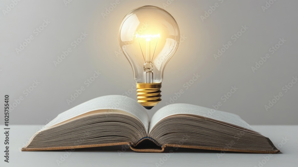 Poster a floating, glowing light bulb emerges from an open book, symbolizing tech-powered learning and inno