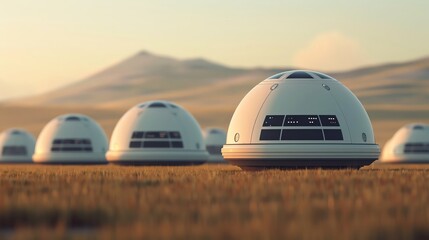 Futuristic landscape with growing devices, technology, imagination