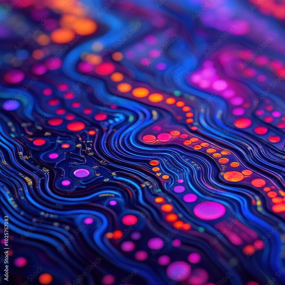 Poster abstract design of vibrant colors and flowing patterns creates a mesmerizing visual with circular do