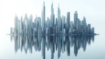Cityscape with Fog and Reflection