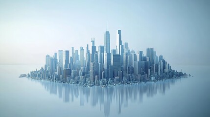 Cityscape with Fog and Reflection