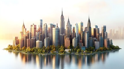 Cityscape with Fog and Reflection