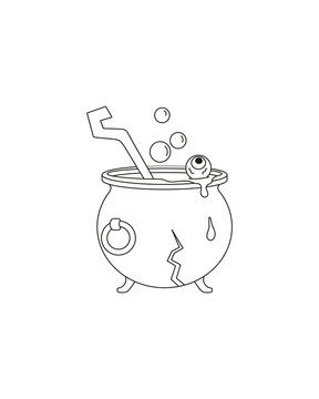 recommend clip art: Halloween. Witch's cauldron with potion. Simple vector illustration. Coloring.