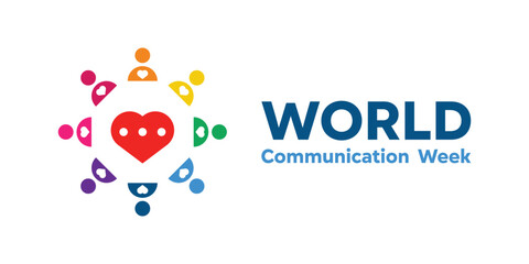 Fototapeta premium World Communication Week. People and heart. Great for cards, banners, posters, social media and more. White background.