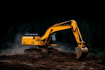 Obraz premium Excavator machine working on the construction site 