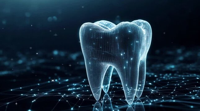 futuristic dentistry technology concept. Illustration of teeth shown in 3D form