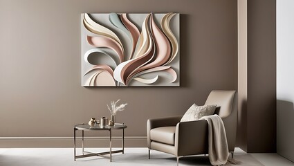 3d render of a contemporary living room interior.comfortable sofa, mid century furniture, cozy