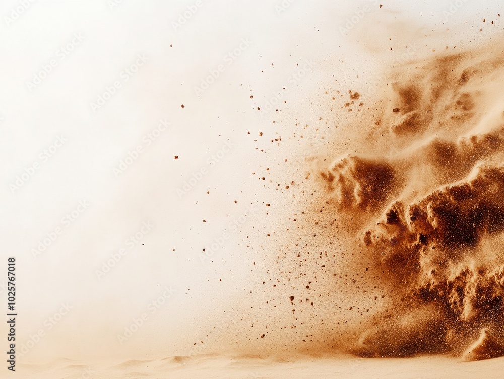 Poster dynamic image of swirling dust particles creating an abstract, earthy texture. perfect for environme