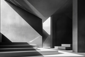 Fototapeta premium Modern architecture abstract with geometric shadows