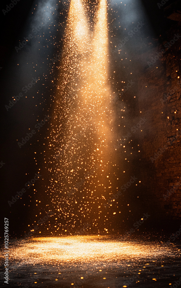 Poster a bright light is shining on a dark background, creating a dramatic effect. the light is coming from