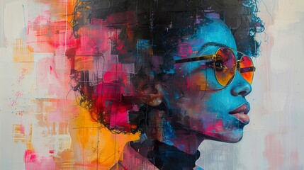 Abstract Portrait of a Woman with Glasses