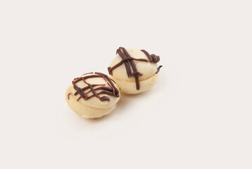 Decorative tea time cookies, on white background