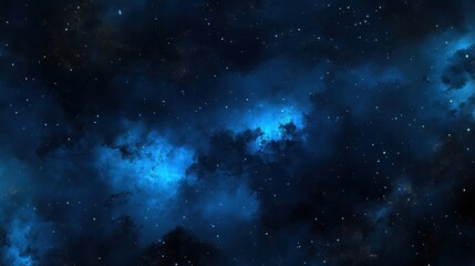Obraz premium A cosmic scene featuring dark blue space with scattered stars and nebulae.