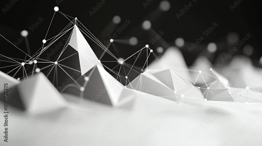 Poster abstract 3d rendering of a geometric landscape.