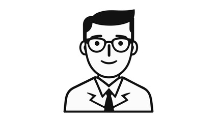 simple person in suit and with glasses outline illustration vector