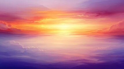 A vibrant sunset over a calm sea, blending warm and cool colors.