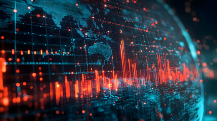 Obraz premium Global Digital Data Visualization with Graphs and Charts