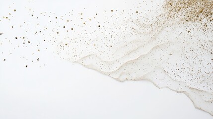 Sparkling Gold Glitter on White Surface