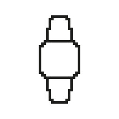 Wristwatch Icon In Pixel Art. Pixelated Watch Icon. Isolated Vector Illustration