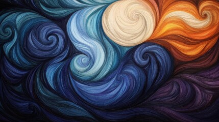 Fototapeta premium Colorful abstract swirls in vivid oil painting