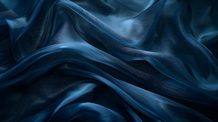 Obraz premium Abstract blue fabric background with wavy, flowing lines.