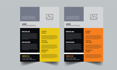Corporate flyer design template with 2 color design concept layout
