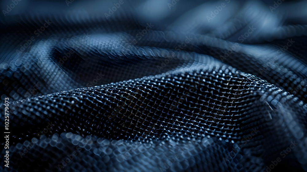 Poster abstract dark blue textured fabric with a grid pattern.