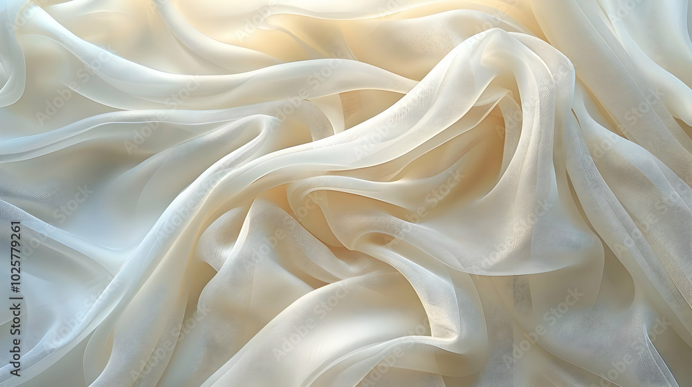 Poster Abstract image of ivory fabric with intricate patterns and texture.