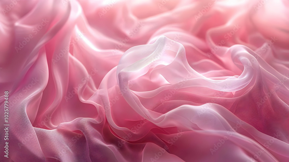 Poster abstract pink fabric background with flowing and soft folds and drapes.