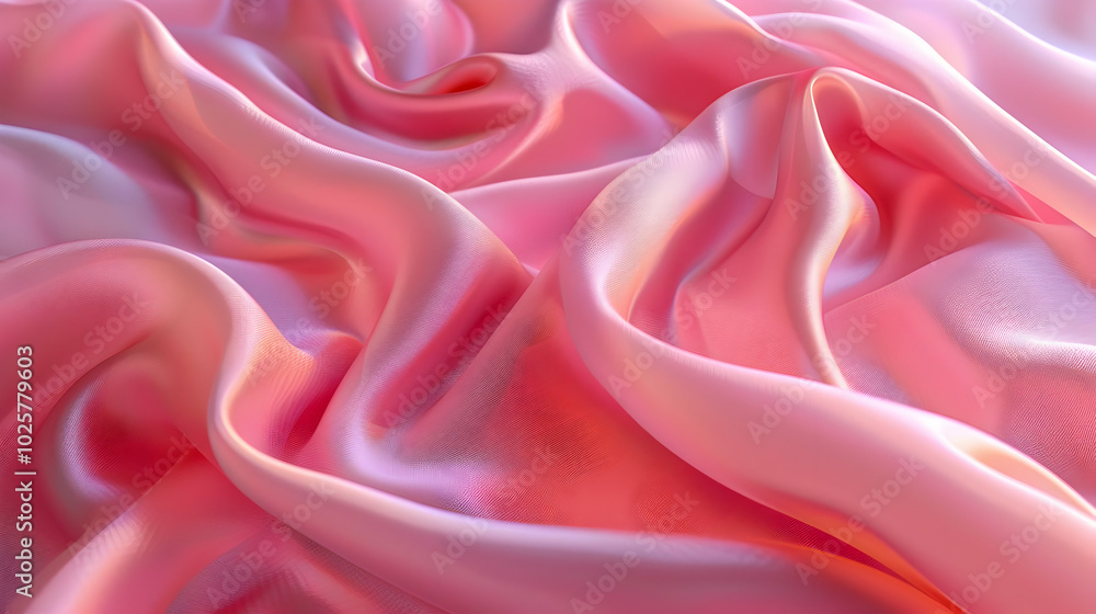 Poster abstract pink silk fabric background with soft folds and texture.