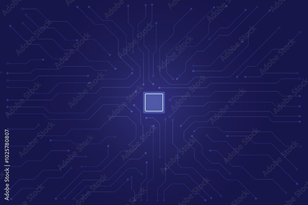 Aufkleber abstract digital circuit board on technology blue background. circuit connected lines and dots on ab