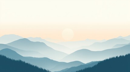 Serene Mountain Landscape with Soft Horizons