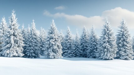 Naklejka premium Serene Winter Landscape with Snow-Covered Trees