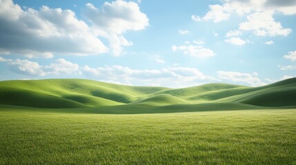Obraz premium Sun-Drenched Green Fields Under Blue Sky