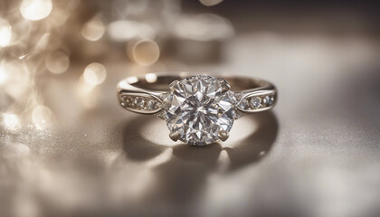 Fototapeta premium A close-up view of a luxurious diamond ring, highlighting its exquisite detail and craftsmanship.